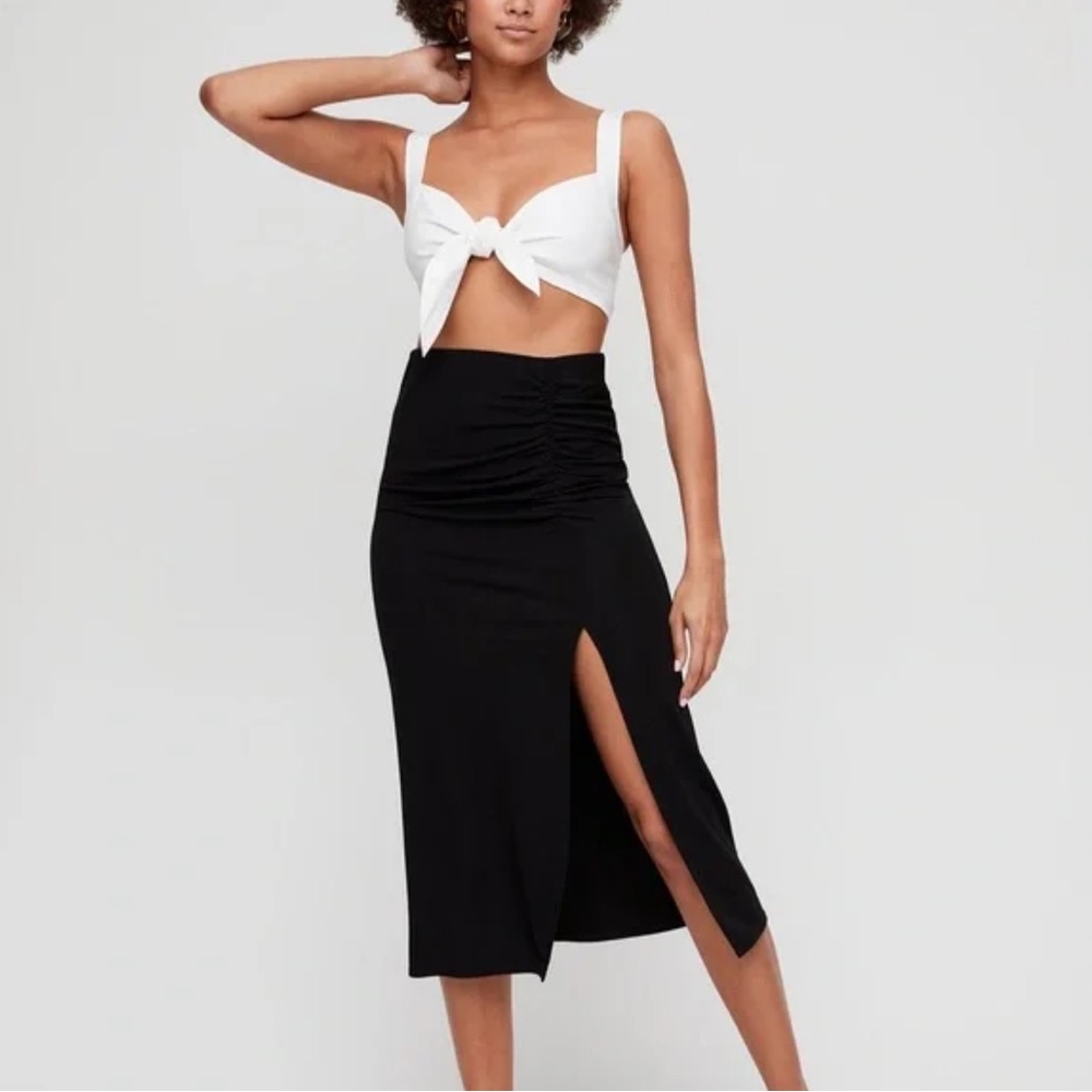 Aritzia Black Midi Skirt with Side Slit